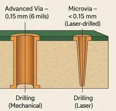 Comparing laser via and mechanical via