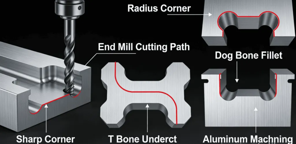 sharp corner versus radiused corner