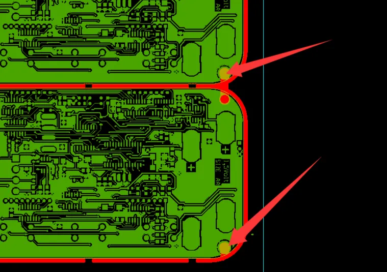 half-hole (castellated hole) at the location indicated by the arrow
