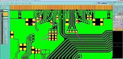 a solder mask opening designed between the pads