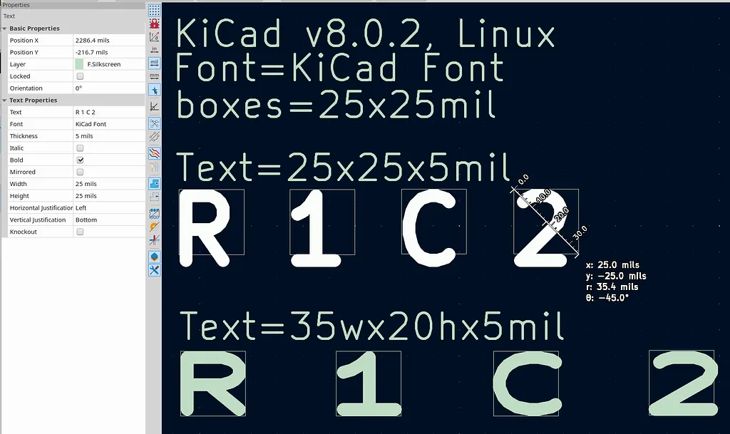Flex PCB Text Size