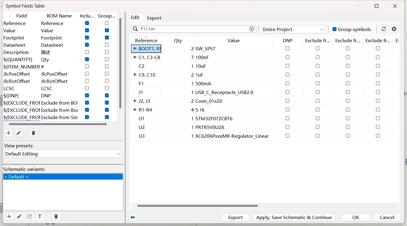 Kicad BOM File