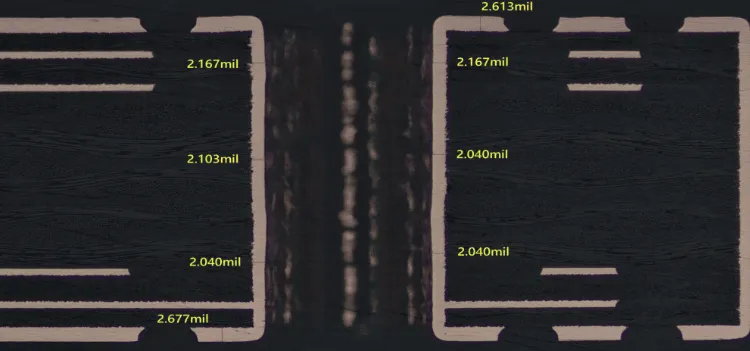 Top-down X-ray or microsection map of a production panel