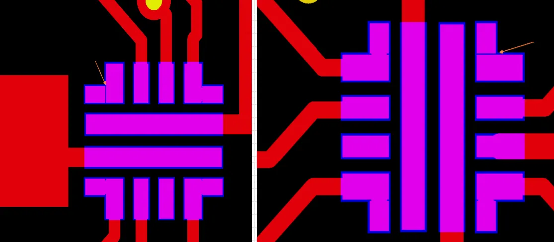the track pads indicated by the arrows