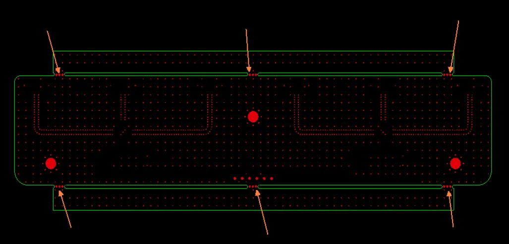 the stamp holes indicated by the arrows