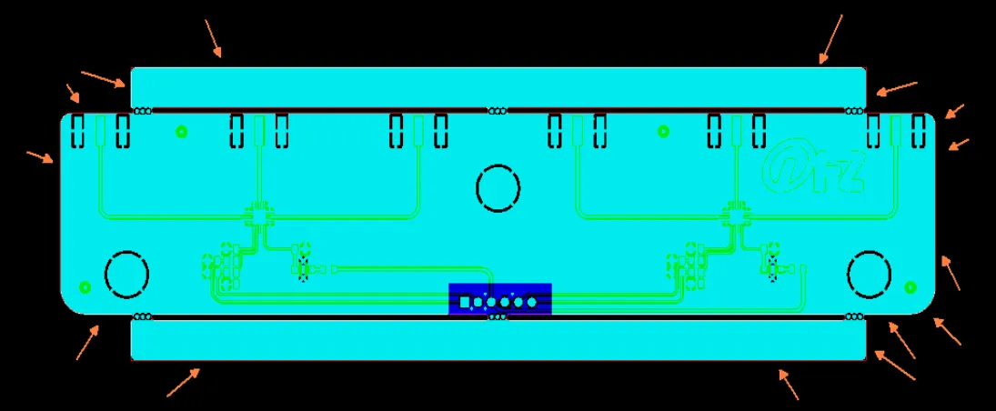 the copper clearance from the board outline is less than 0.2mm per side