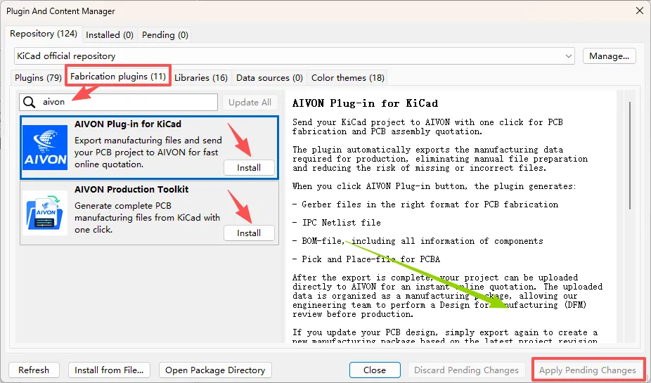 Install AIVON Plugin for Kicad