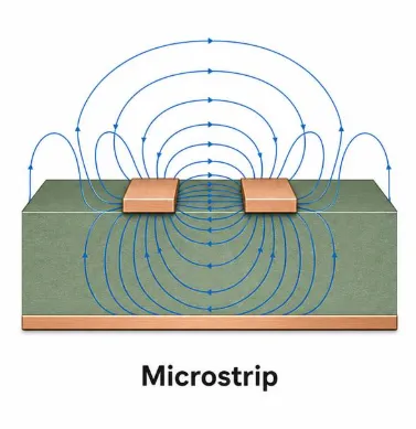 Cross-section of an FR4 microstrip pair