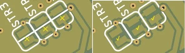 correct and wrong silkscreen placement