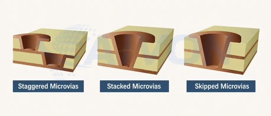 Three Microvias in HDI PCBs