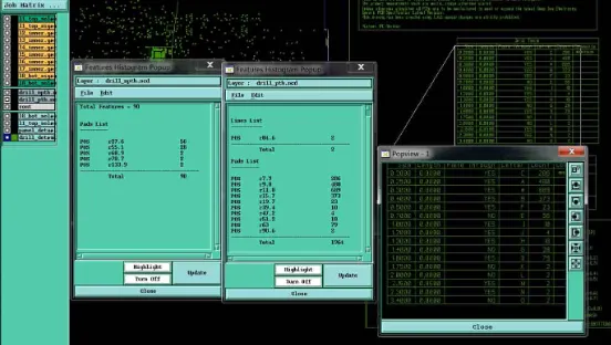 Screen capture of CAM software interface showing toolpath simulation for a PCB panel