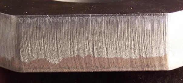 Close-up of laser cut edge quality on 2mm cold-rolled steel