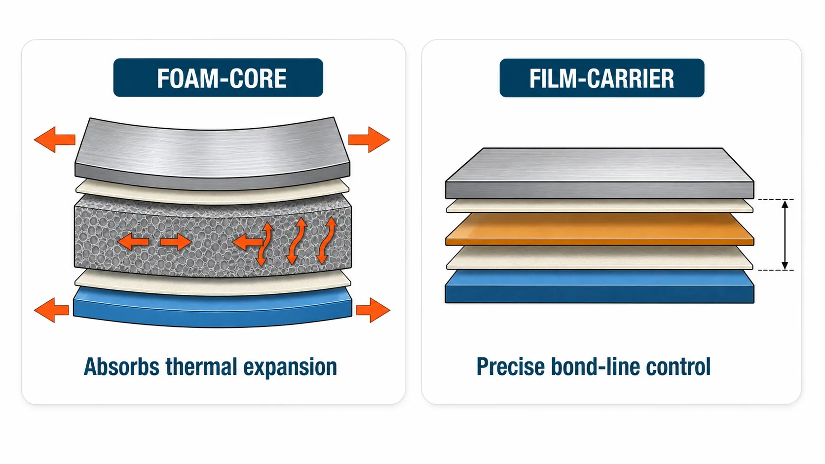comparison of a stiffener bonded with standard acrylic tape versus high-temperature adhesive after reflow