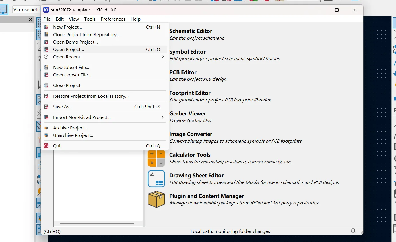 Use File &rarr; Open Project