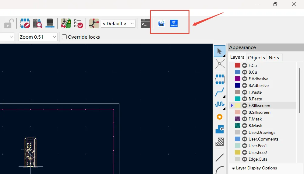 a dedicated plugin button inside KiCad