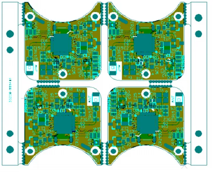 Panel process rail and single-board array with layered global and local fiducials