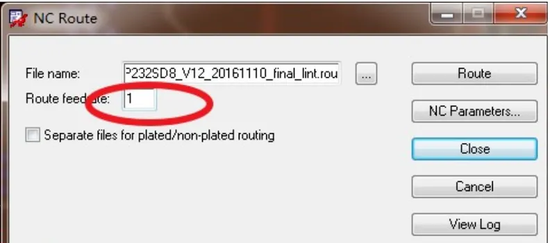 Output file name, units, and NC route parameters that must be reviewed as a set