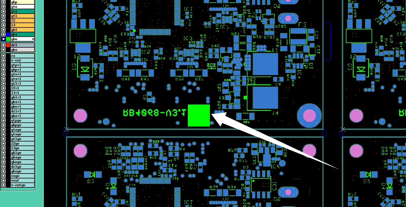As shown, since there is no requirement to add a QR code on the white silkscreen block indicated by the arrow, it will be managed as a standard white silkscreen block. 