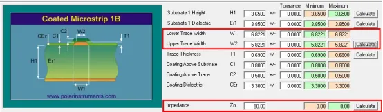 SI9000 outer-layer characteristic impedance inputs