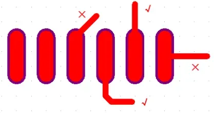 Short-axis symmetric routing on chip-component pads