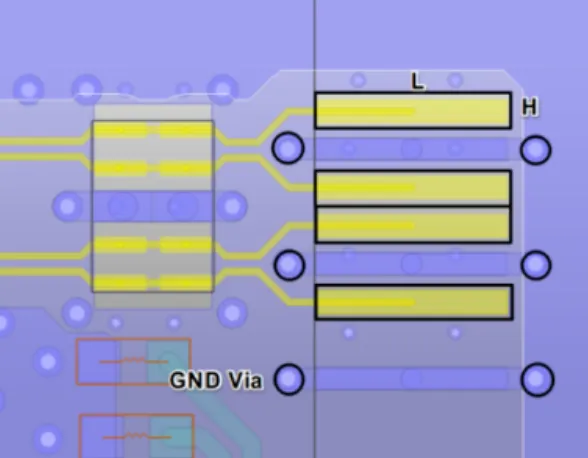 Recommended routing at a DP connector