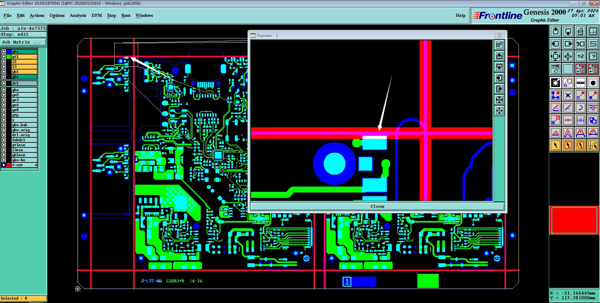 The pad close to the board edge that V-cut would leave exposed copper