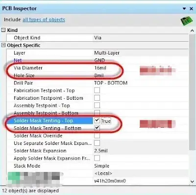 Global edit of via attributes in Altium Designer