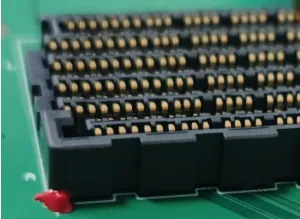 Side view showing adhesive securing an SMD component