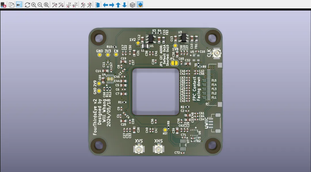 Board rendering with ray tracing enabled in KiCad