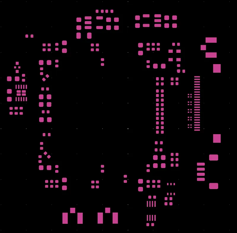 Solder paste layer example used for stencil openings