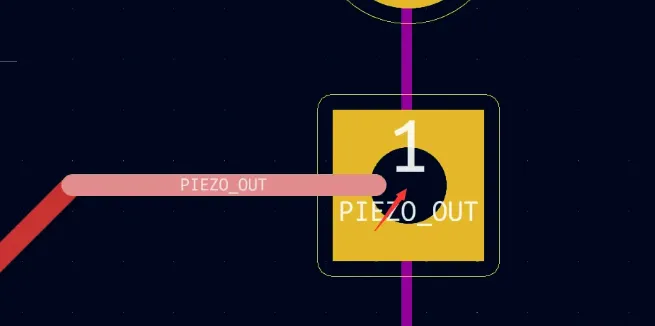 Trace not connected to the center of the half-hole pad