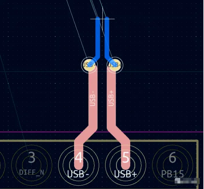 Dropping matched vias to change layers during differential routing