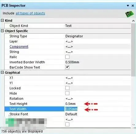 Global edit of silkscreen attributes in Altium Designer