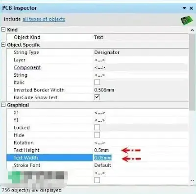 Global edit of silkscreen attributes in Altium Designer