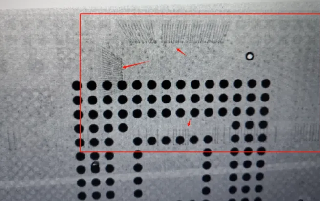 X-ray indicating off-center die placement