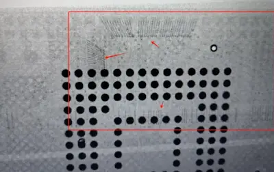 X-ray indicating off-center die placement