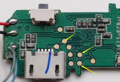 Typical ICT test-point layout on a PCB