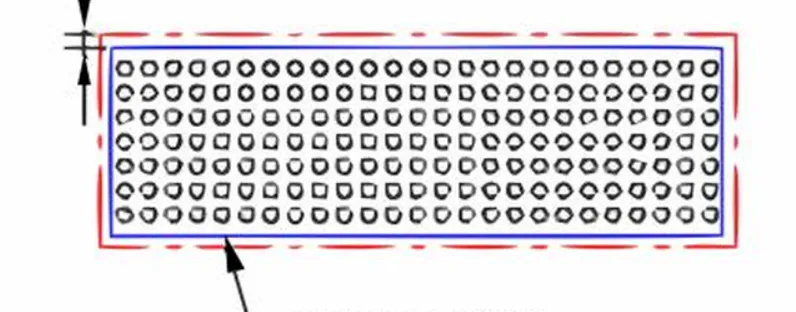 View A of the connector end face showing keepout beyond the pin array
