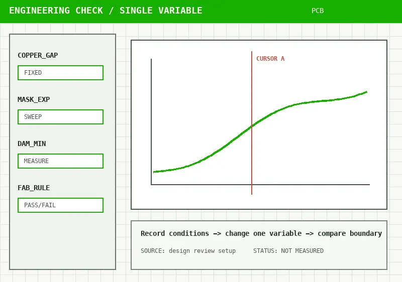 Comparison of net remaining mask width under different solder mask expansions