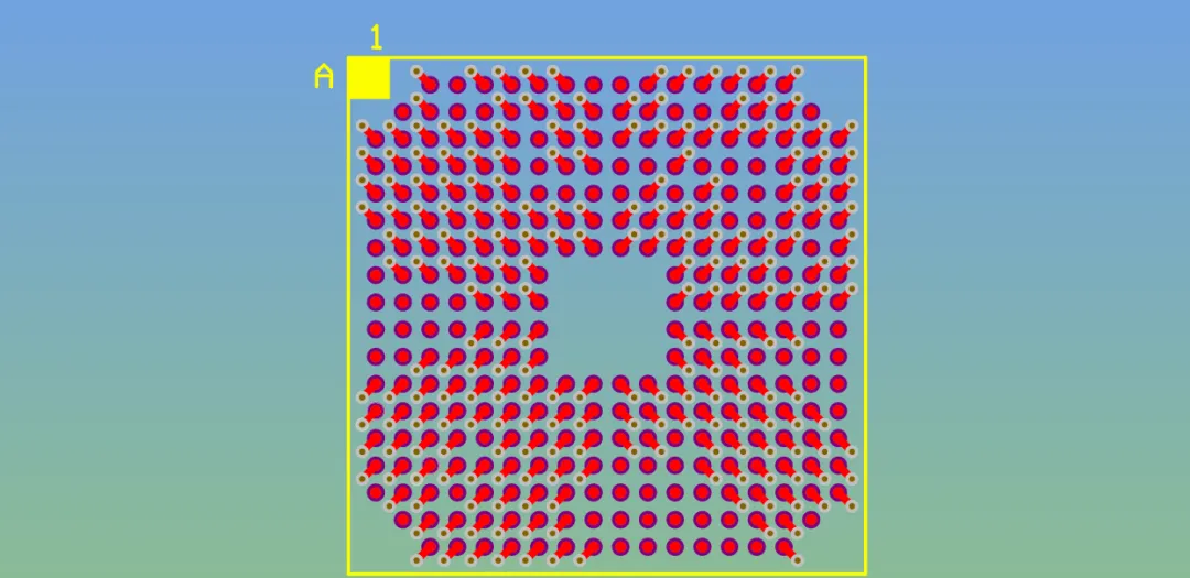 Via array inside a large thermal pad