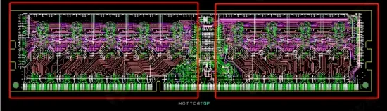 Dual-channel DDR3 PCB overall layout with the signal-path end region marked