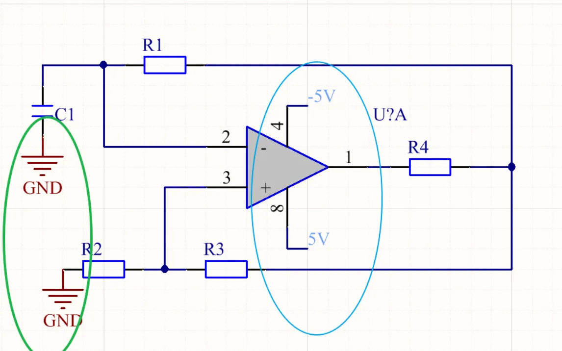 Single-supply op-amp with the AC signal recentered on a midpoint bias voltage