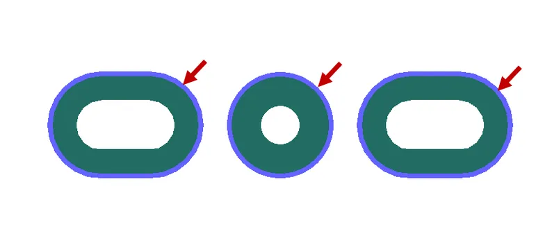 Solder mask opening and copper pad shown as different boundaries