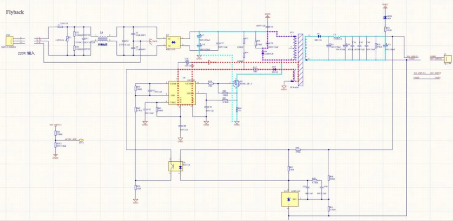 90 W digital buck power board with mixed control and power layout