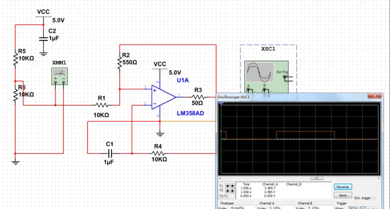 Single-supply op-amp operating point checked against input common-mode range and output swing