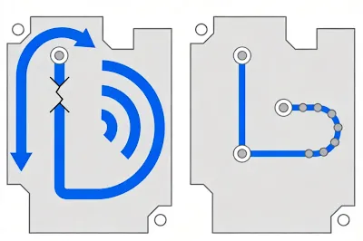 Return ground vias placed next to signal layer-change vias