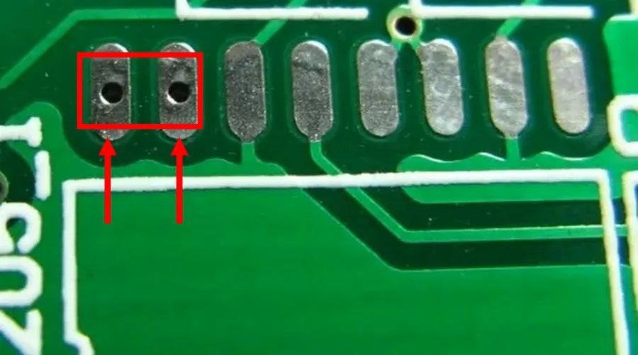 Example of an open via placed inside a surface-mount pad