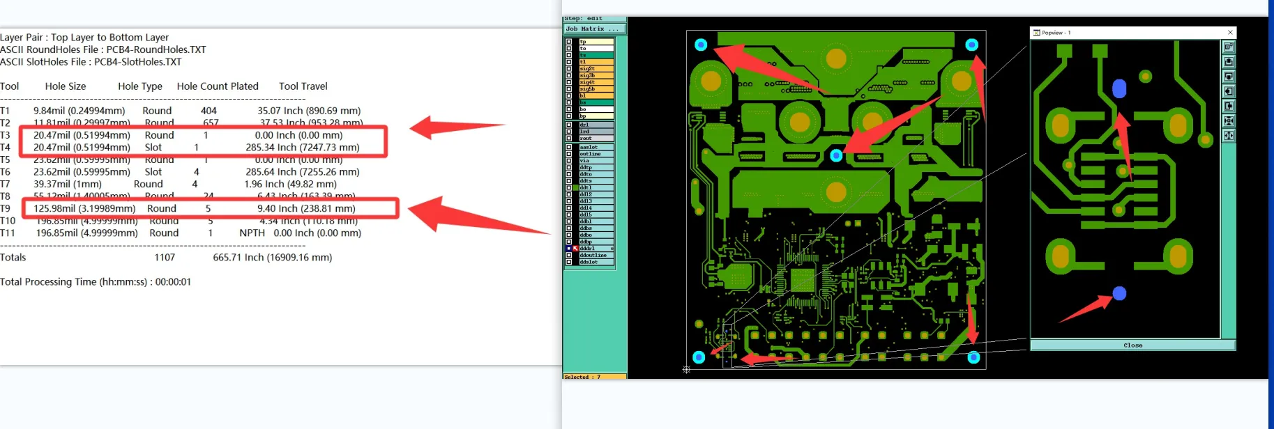 pad size matched the drill diameter exactly, with no connecting traces