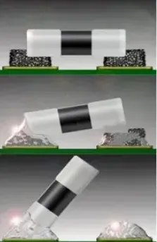 Tombstoning defect on a chip resistor