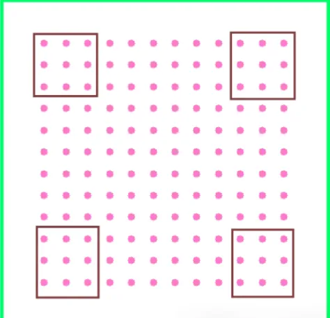 Corner-reinforcement rule for BGA pads: enlarge nine pads at each corner by +2 mil